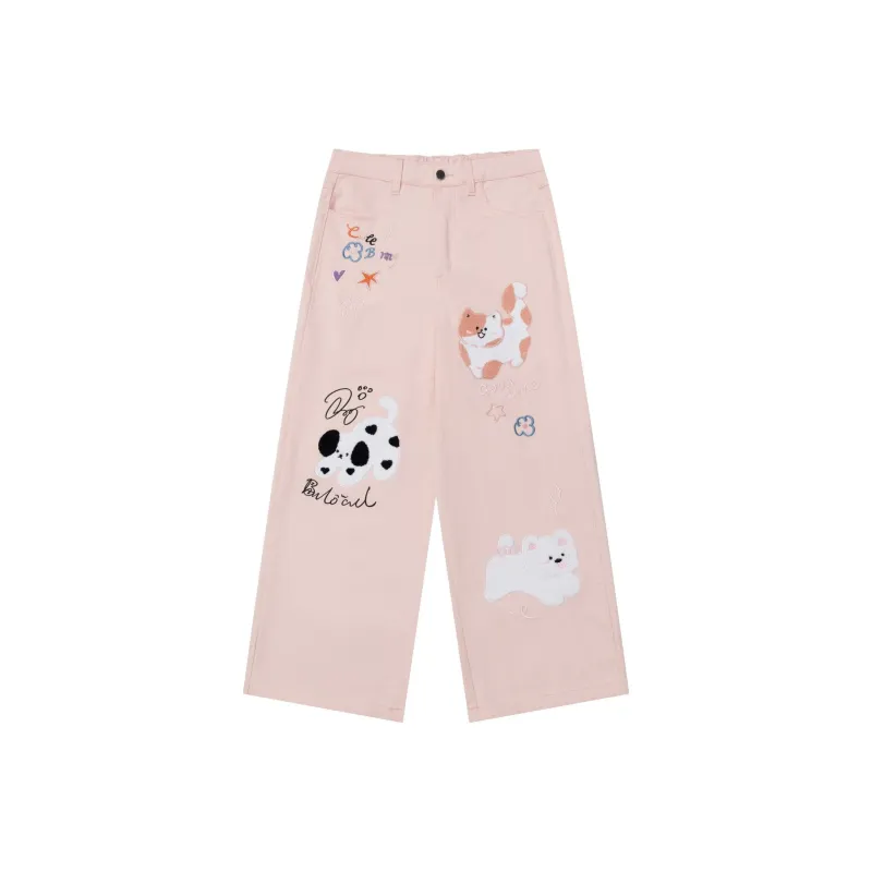 Vine Color Casual Pants Unisex-4