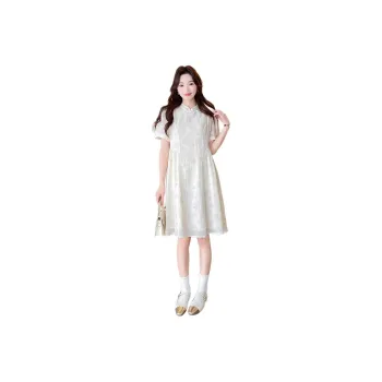 Tonlion Short Sleeved Dress Women's Light Apricot