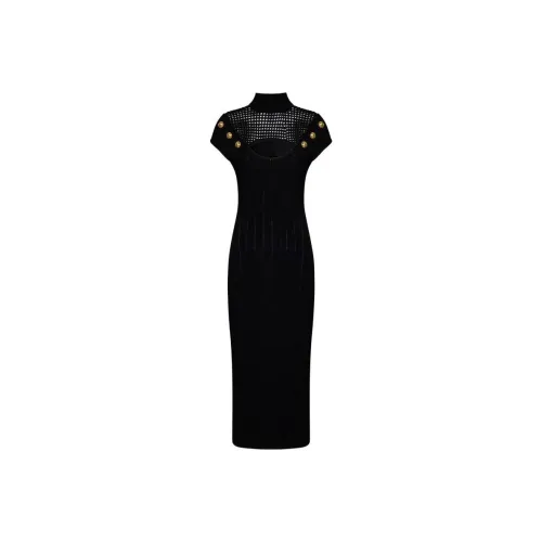 BALMAIN Cut Out Detailed Ribbed Dress