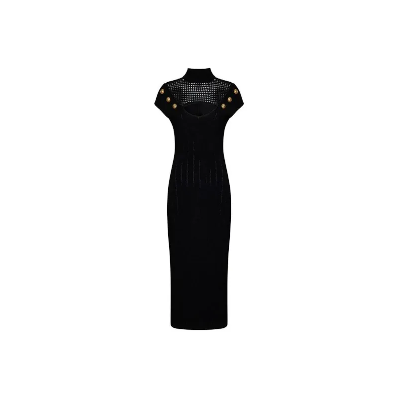 BALMAIN Cut-Out Detailed Ribbed Dress-0