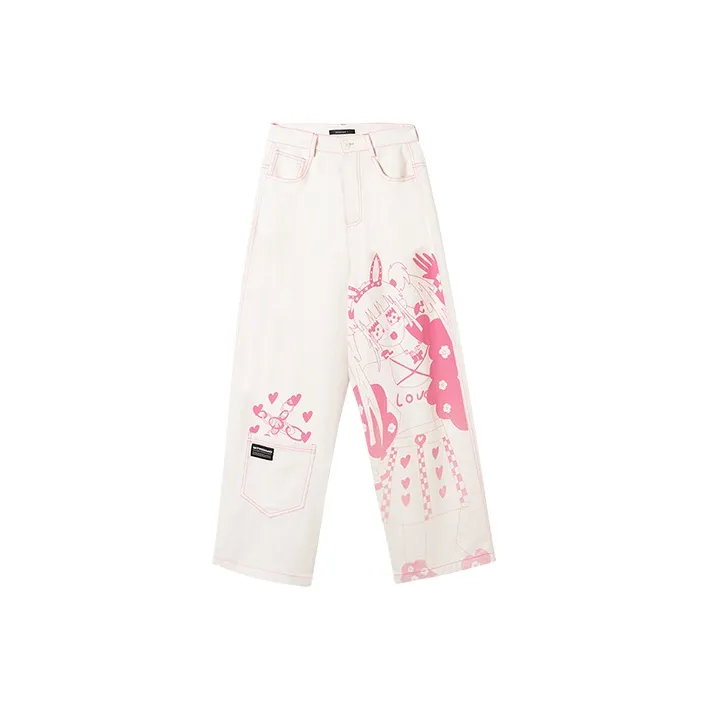 BETWEENAND JIUYAORUISHIJUANJUAN Straight Jeans Fall Women's Ecru-0
