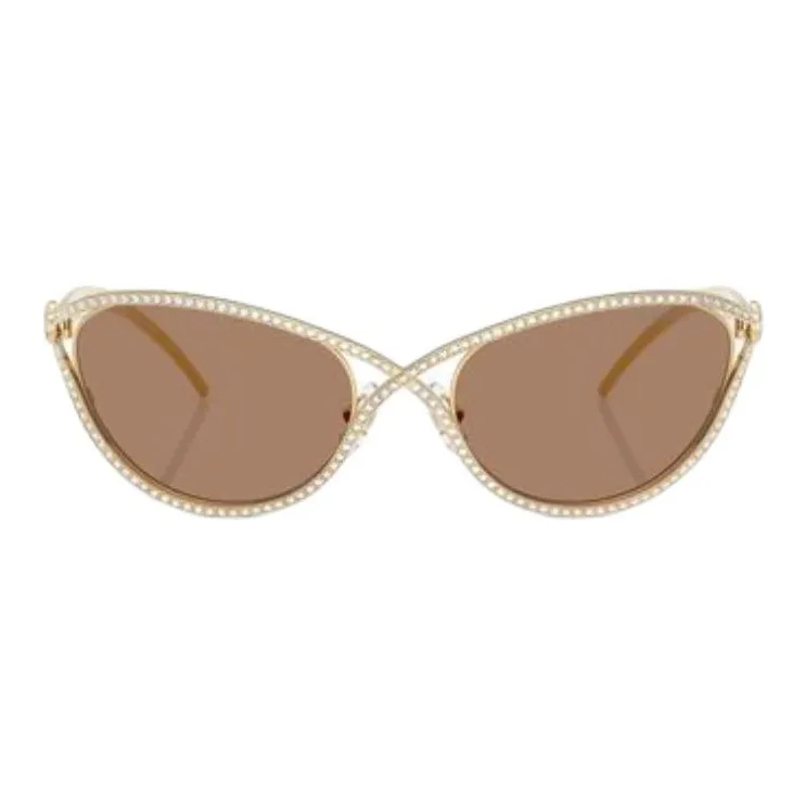 Swarovski Metal Crystal Cat Eye Sunglasses Women's Gold-1