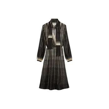 GUCCI Epilogue Long Sleeved Dress Women's Black Brown