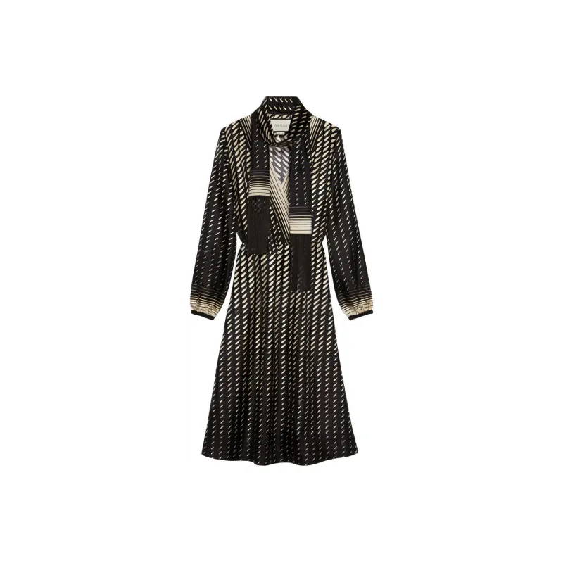 GUCCI Epilogue Long Sleeved Dress Women's Black Brown-0