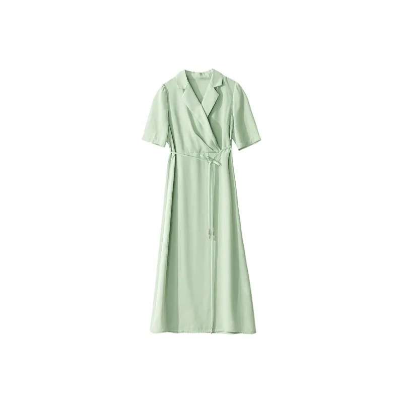 Wbwq Short Sleeved Dress Women's Vanilla Green-0