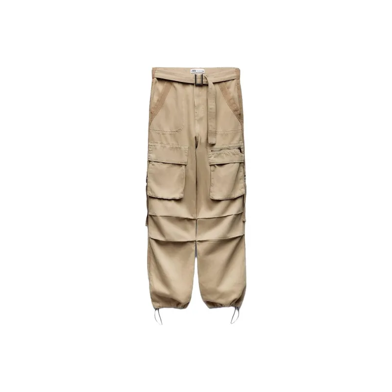 ZARA Cargo Pants Women's Beige-0