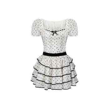 TIBINB Short-Sleeved Dresses Women's Polka Dot
