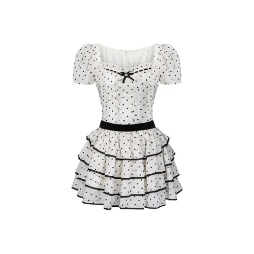 TIBINB Short-Sleeved Dresses Women's Polka Dot