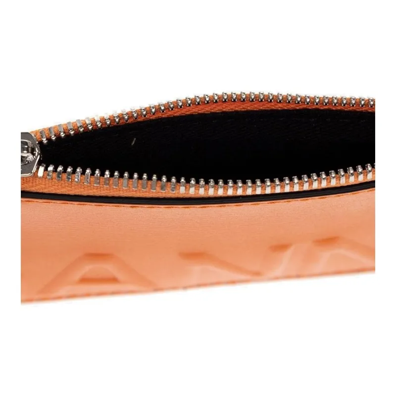 GANNI Smooth Matte Leather Wallet, Coin Purse, Card Holder Women's Orange-3