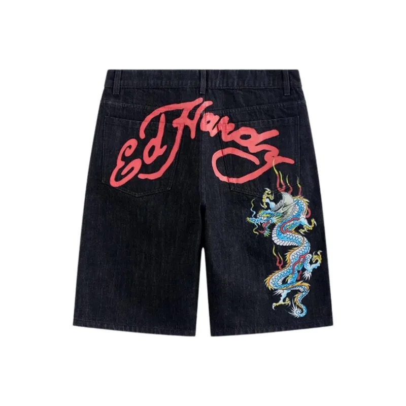 Ed Hardy SS25 Denim Shorts Men's Black-1
