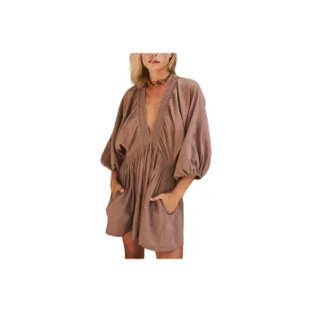FREE PEOPLE For The Moment Mini Long-Sleeved Dresses Women's Fungi/Patina