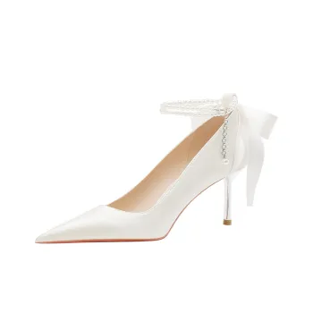 Lan Miao Slim Heel High Heels 6.5CM Women's White