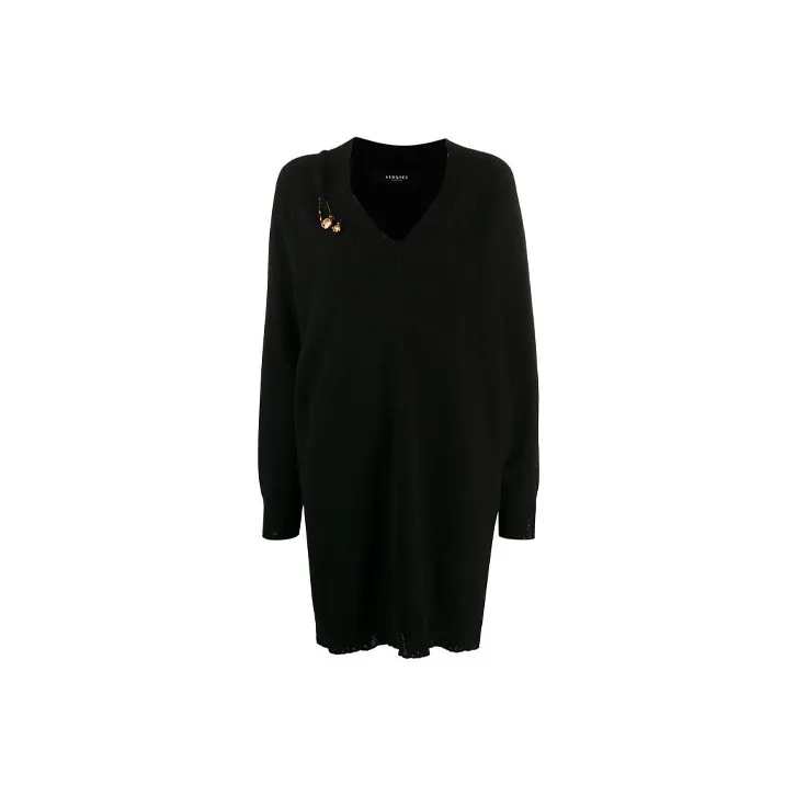 VERSACE Safety Pin Knitted Dress 'Black'-0