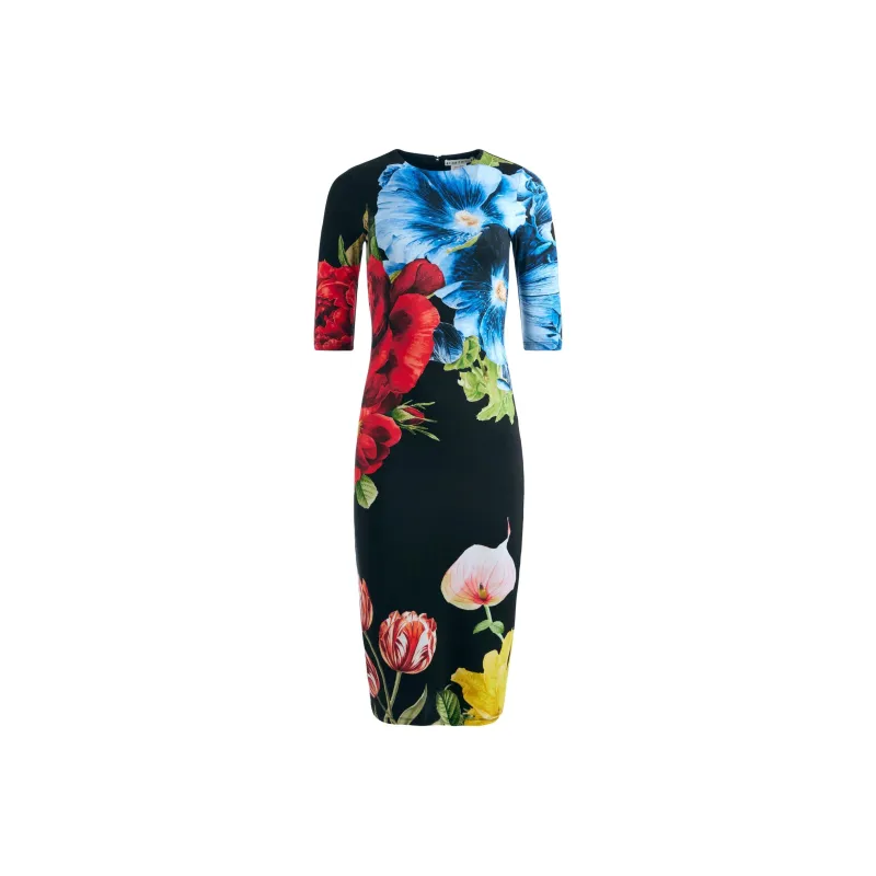 ALICE+OLIVIA Delora Crew-neck Midi Dress-0