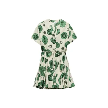 ZARA ZW Series Short Sleeved Dresses Women's Nude/Green