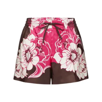 Valentino Plants & Flowers Casual Shorts Women's Pink