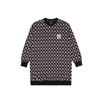 MLB Old Flower Long Sleeved Dresses Women's Black