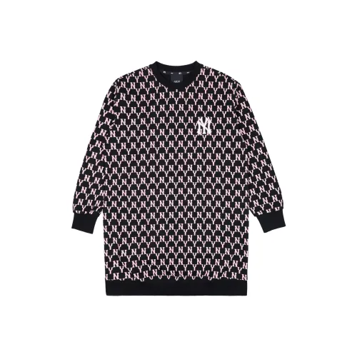 MLB Old Flower Long Sleeved Dresses Women's Black