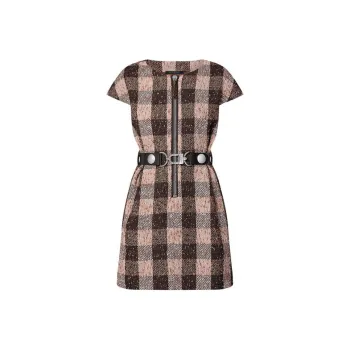 LOUIS VUITTON Check Tweed Utility Detail Dress