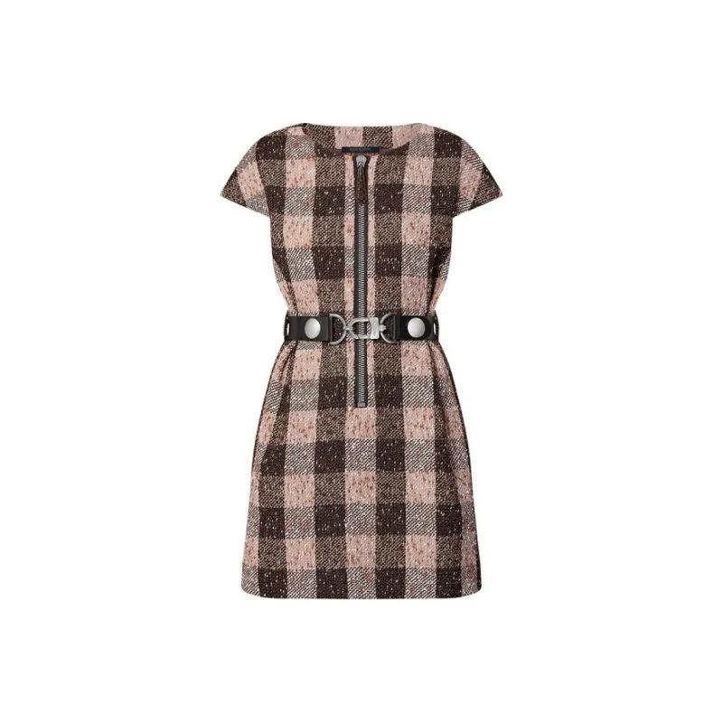 LOUIS VUITTON Check Tweed Utility Detail Dress-0