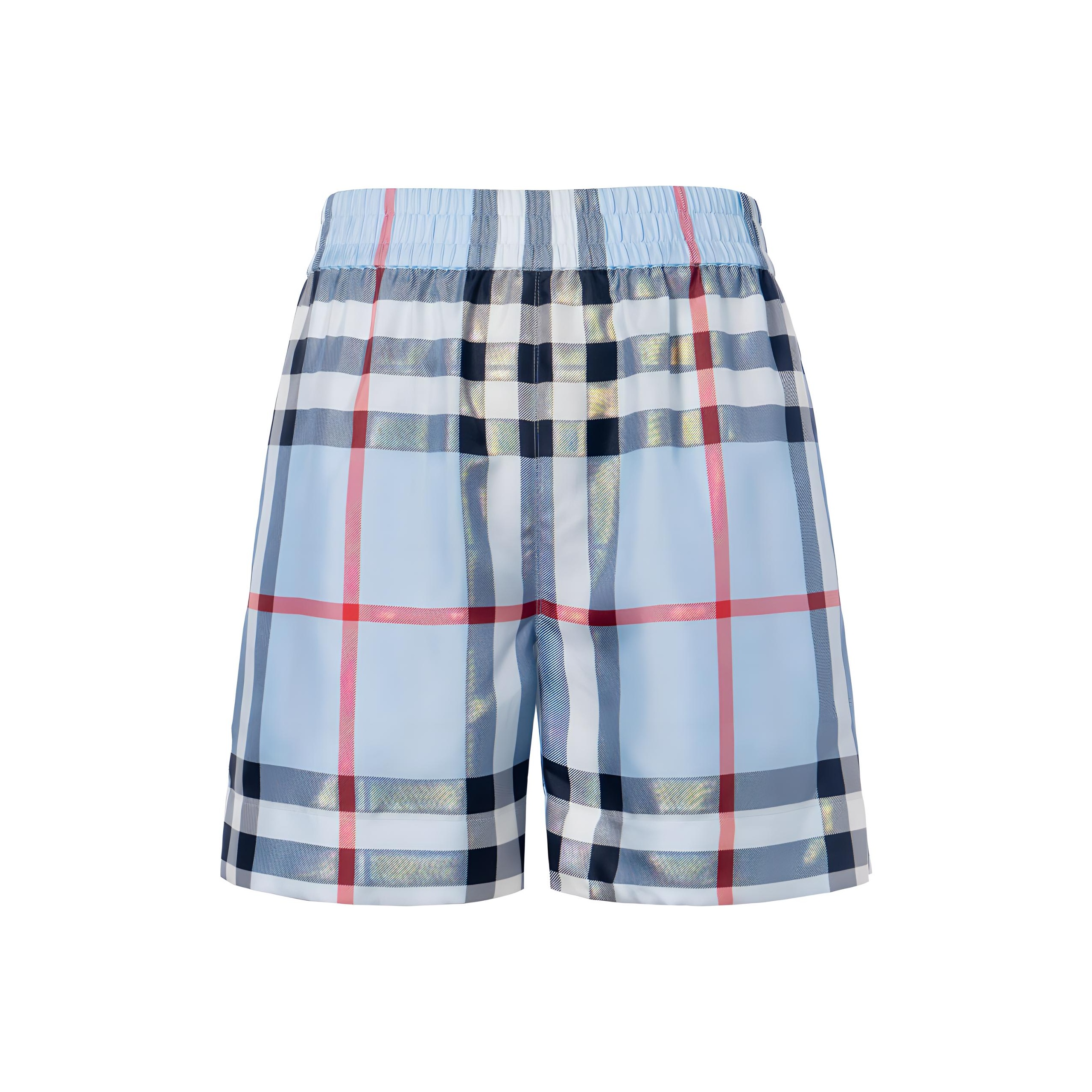 Burberry Check-Pattern Silk Shorts Blue - POIZON