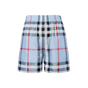 Burberry Check Pattern Silk Shorts Blue