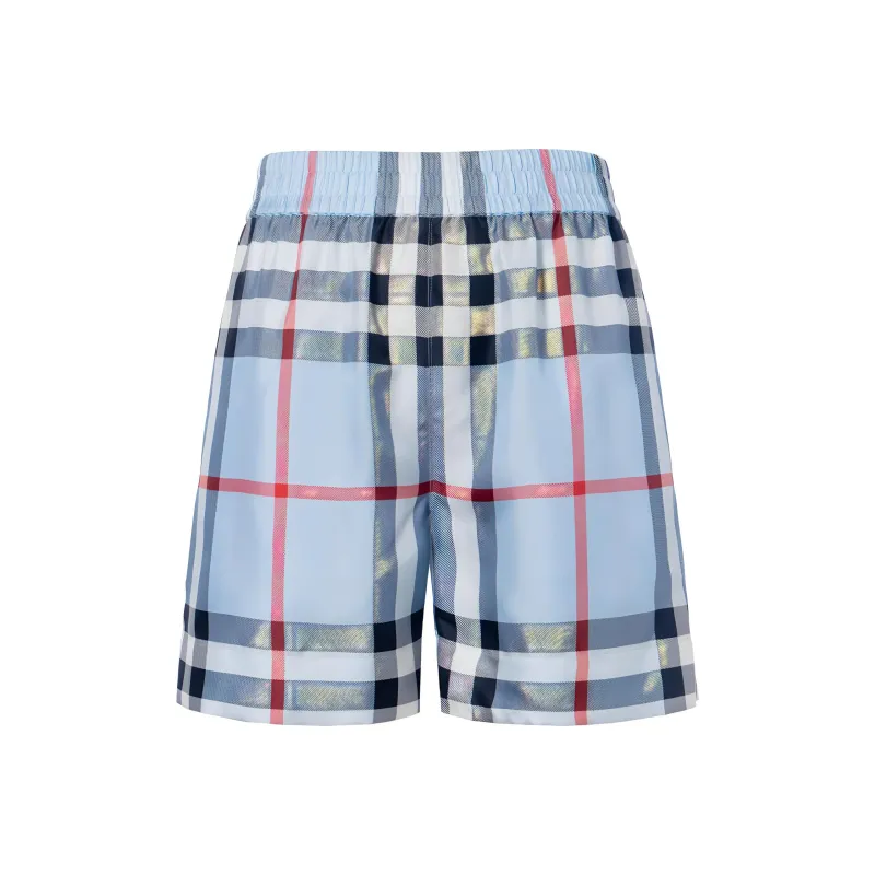 Burberry Check Pattern Silk Shorts Blue-0