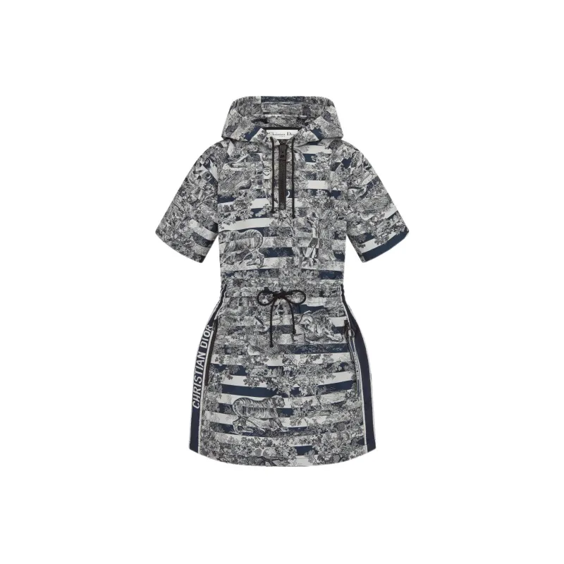 DIOR Quarterly New Products Short-Sleeved Dresses Women's Marine Blue-0