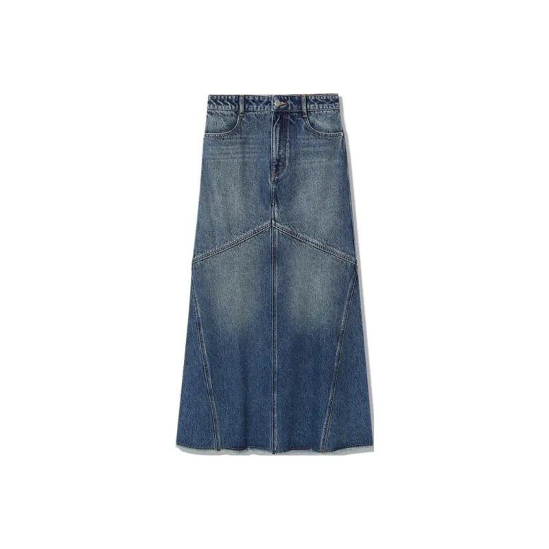 Roselingling Denim Long Skirts Women's Denim Blue-0