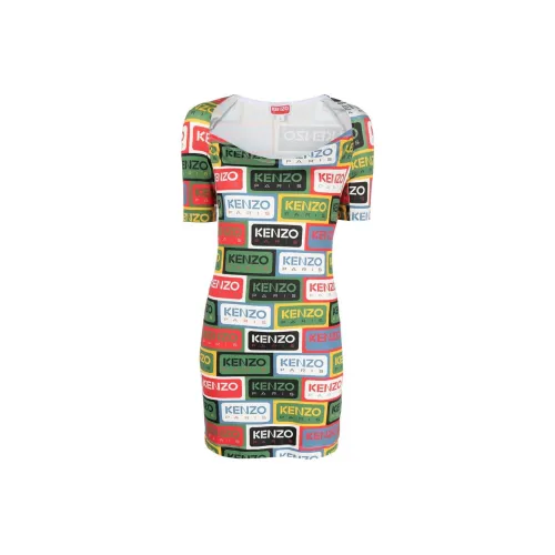 KENZO All Over Graphic Logo Motif Dress