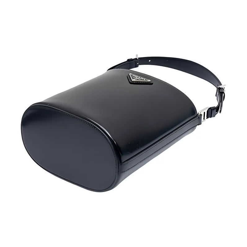 PRADA Cow Leather Bucket Bag Handbag Trumpets Women's Black-4