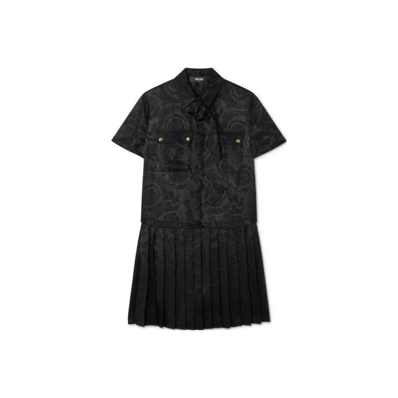 VERSACE Barocco Lavalli�re Pleated Mini Dress-0