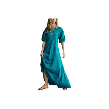 FREE PEOPLE Brentwood Maxi Short-Sleeved Dresses Women's Tropic Teal/Tropical Cyan