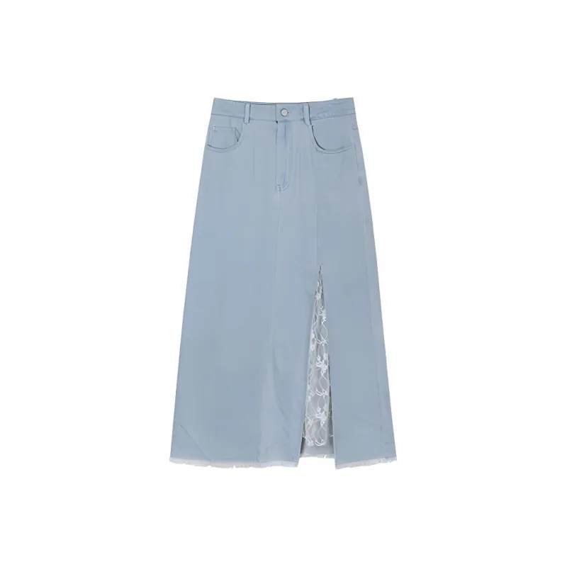 FORNI Denim Long Skirts Women's Denim Blue-0