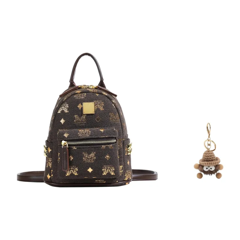 Yalu PU Backpack Regular Women's White/Black/Coffee-17