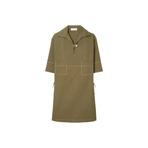 TORY BURCH Lace-Up Detailed Poplin Shirt Dress