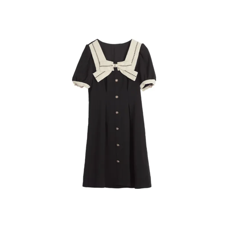 Olrain Short Sleeved Dresses Women's Black-0