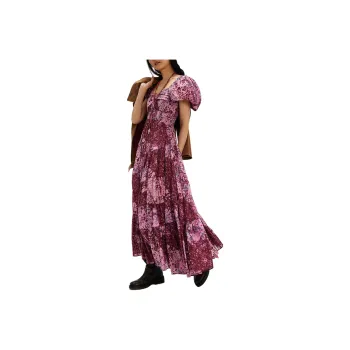FREE PEOPLE Sundrenched Short-Sleeve Maxi Dress Short-Sleeved Dresses Women's Femme Combo/Soft Beauty Combo
