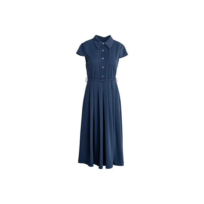 ROEYSHOUSE Short Sleeved Dress Women's Dark Gray Blue-0