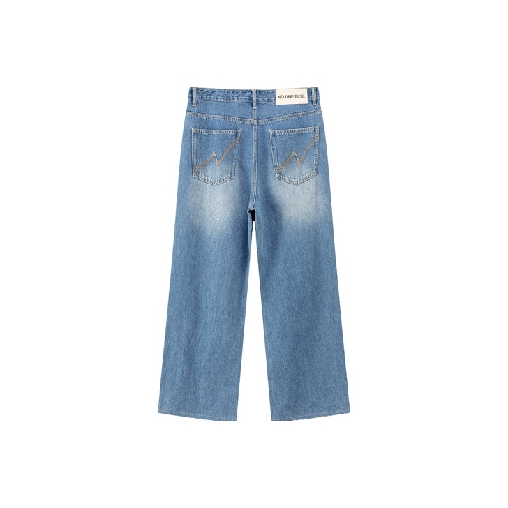 ★ DIAGONAL★ STITCHED DENIM PANTS blue DA243PT10BL AB SLTN *PLUS* STRAIGHT LEG - Four Seasons Direct