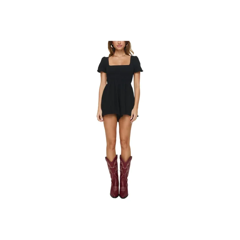 PRINCESS POLLY VITALE ROMPER Short-Sleeved Dresses Women's BLACK/Black-0