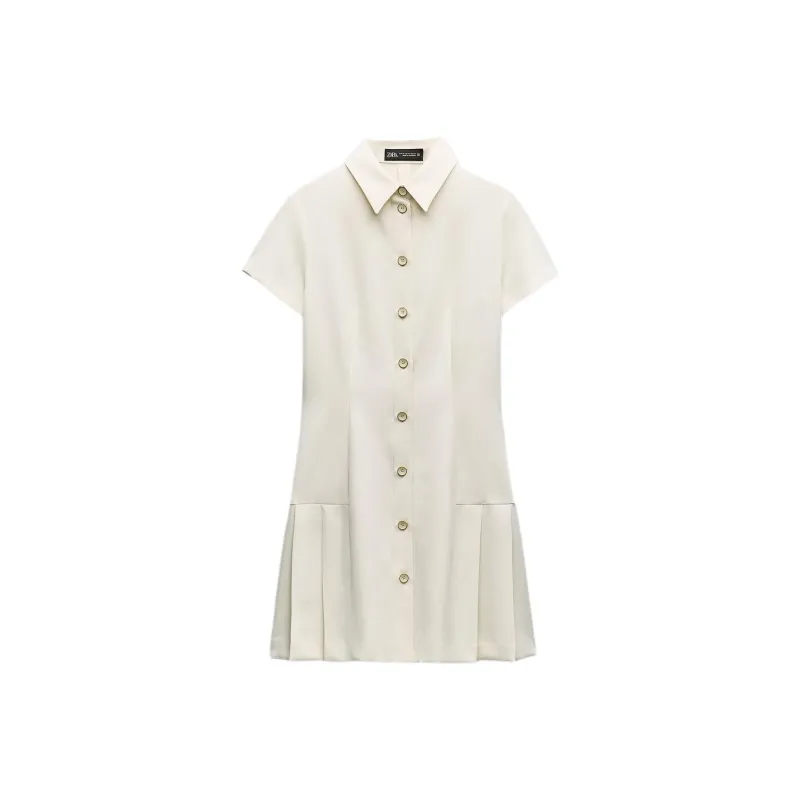 ZARA Short-Sleeved Dresses Women's White-0