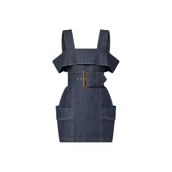 LOUIS VUITTON Oversized Belt Denim Utility Dress