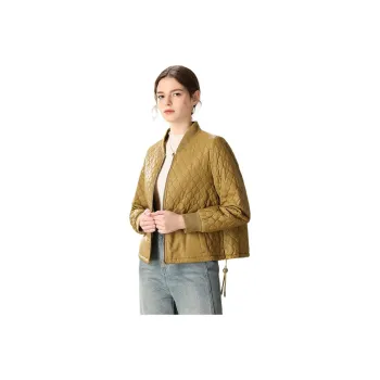 FENHONGMALI Puffer Jacket Women's Mustard Green