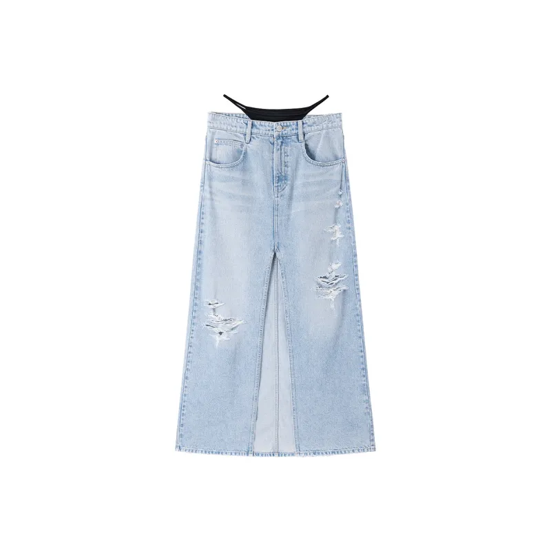 Miss Sixty Denim Long Skirts Women's Light Blue-0