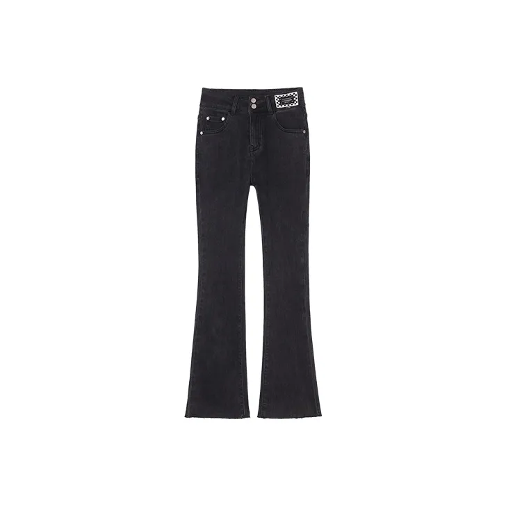 MITUAN Flared Pants Jeans Women's Black-0