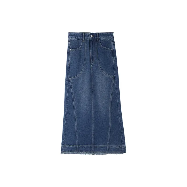HIPPIEMISS Denim Long Skirts Women's Blue-0