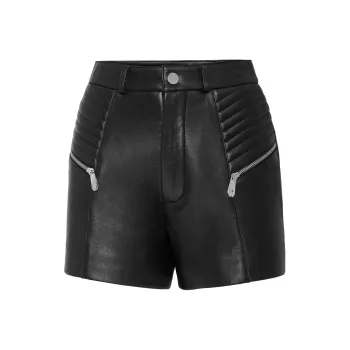 PHILIPP PLEIN Zipper detail Leather Shorts