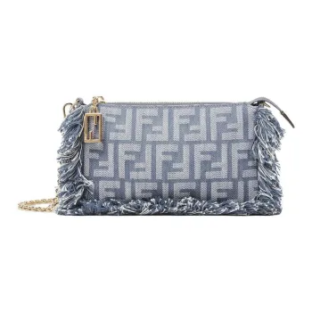 FENDI Baguette Jacquard Fabric Baguette Bag, Crossbody Handbag, Shoulder Bag Women's Blue