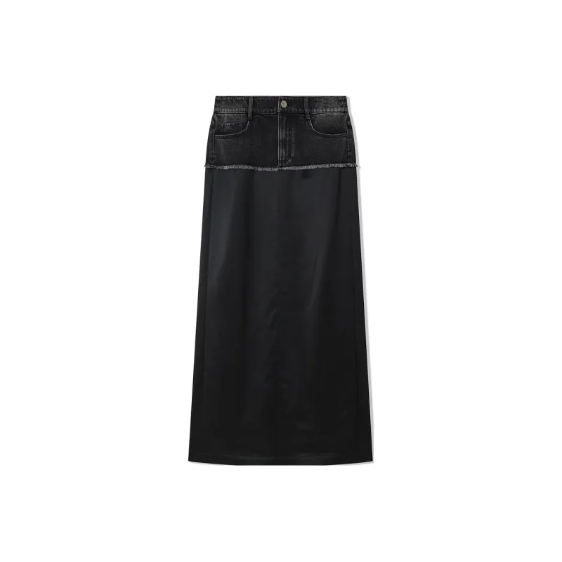 COVERINS Denim Long Skirt Women's Black-0